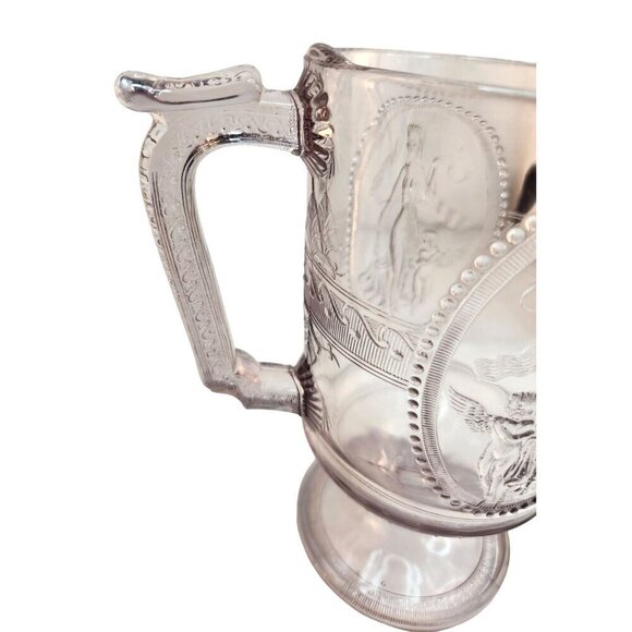 Antique Clear Glass Victorian Style Pitcher With Embossed Greek Mythology Design - Picture 6 of 16